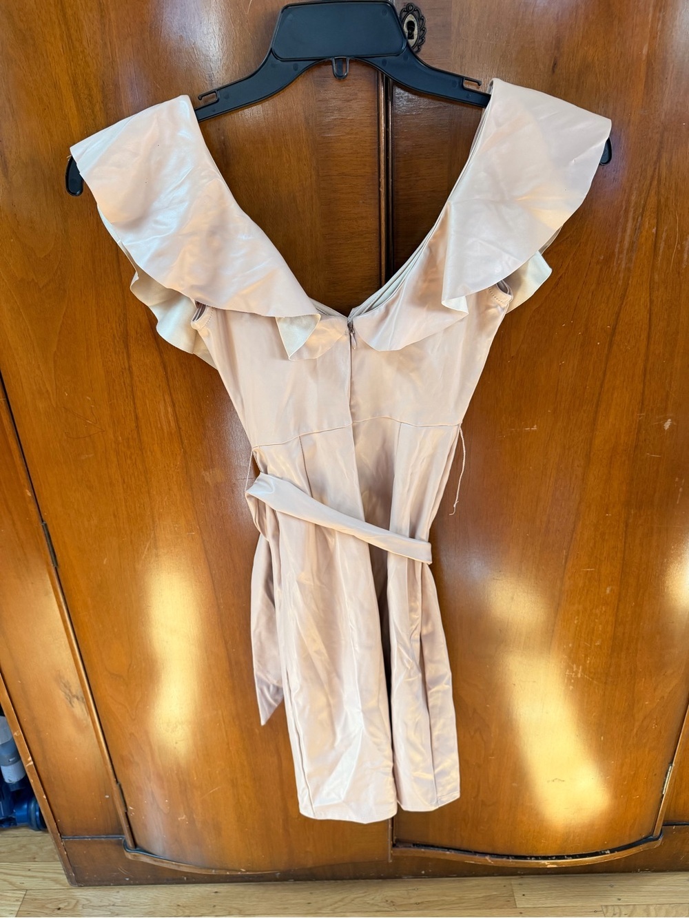 BEBE Tan Vegan Leather Ruffle Dress - Picture 3 of 6